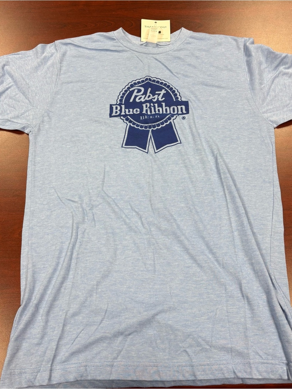 Pabst Blue Ribbon PBR Logo Tee Mens Short Sleeve Light Blue T-Shirt Size M NEW